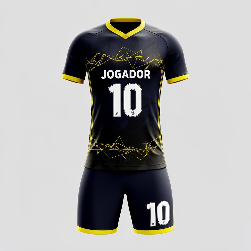 Mockup de uniforme personalizado com nome JOGADOR e número 10
